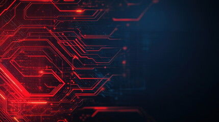 Aufkleber - Futuristic Circuit Design with Red Lines on Dark Background