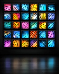Wall Mural - a vibrant grid of colorful abstract patterns, featuring dynamic lines and hues, creating a lively an