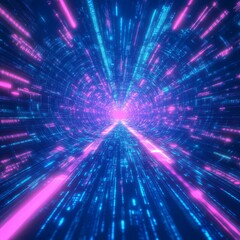 Aufkleber - Abstract Data Tunnel: A Cybernetic Pathway Through Digital Dimensions with Neon Lights