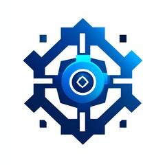 Aufkleber - Abstract Geometric Blue Snowflake Logo Design with Modern Style and Clean Lines on White Background