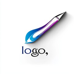 Poster - Abstract Pencil Logo Design with Vibrant Gradient and Creative Flair on White Background