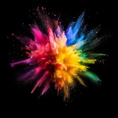 Poster - Explosion of Vibrant Colors: An Abstract Display of Powder Paint on a Black Background, Creating a Dynamic Composition