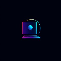 Aufkleber - Futuristic Computer Illustration with Gradient Colors: Technology, Innovation, and Design in a Dark Environment