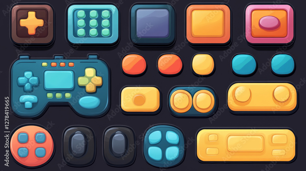 Ilustración de Stock Vector game template gui kit. Interface button ...