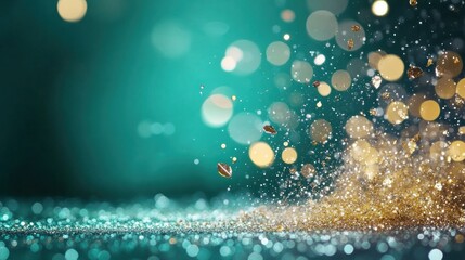Aufkleber - Shimmering Bokeh Effect with Gold Glitter on Bright Background