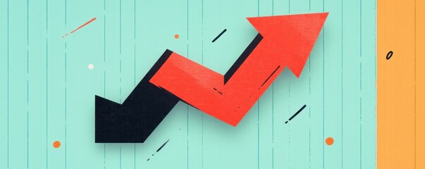 Aufkleber - Dynamic Growth and Decline Chart Arrow with Colorful Background Design