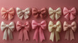 © Cristina - Delicate bows in various shades of pink and cream create an enchanting display. Each bow's texture contrasts beautifully against the soft pink backdrop, drawing the eye to their craftsmanship