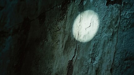 Wall Mural - a beam of light shines through a small hole in a wall, illuminating the surrounding area