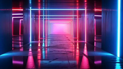 Wall Mural - neon light tunnel with vibrant colors and futuristic atmosphere