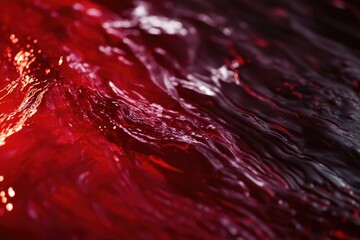 Close-up view of the surface of a vibrant red liquid, with subtle ripples and texture