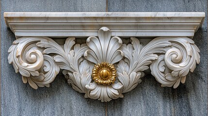 Marble architectural detail, building, ornate, classical, gold, interior, shelf, design, element,  history