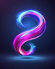 Wall Mural - a vibrant, swirling question mark design with glowing pink and blue elements against a dark backgrou