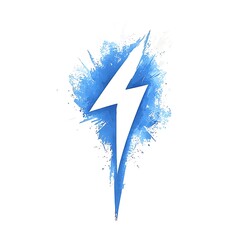 Sticker - Abstract Blue Watercolor Lightning Bolt Splash.