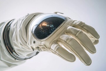 Wall Mural - an astronaut's gloved hand holding a window to the galaxy