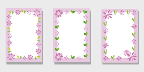 Wall Mural - Set of spring flowers and green leaves decoration template. Spring floral leaflet collection. Vector illustration.