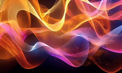 Wall Mural - abstract glowing waves flow, cosmic background, digital art, design element