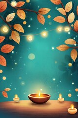 Wall Mural - A blue background with a tree and leaves