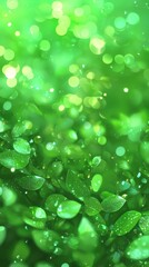 Wall Mural - Abstract vibrant green leaves bokeh background, nature