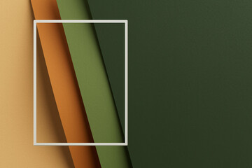 Leinwandbilder - Stack of Color Paper or Fabric Texture Diagonal Abstract Presentation Background with Empty Photo Frame for Banner or Your Design. 3d Rendering