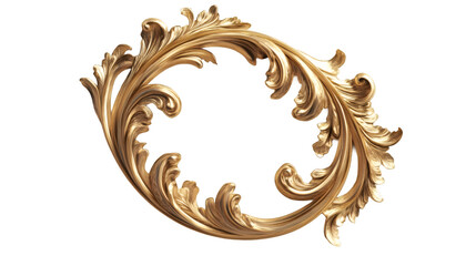 Poster - Oval frame made of golden stylized acanthus leaves, creating a sophisticated decorative element on a transparent background