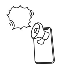 Wall Mural - doodle phone with megaphone and bubble talk symbol for announcement message