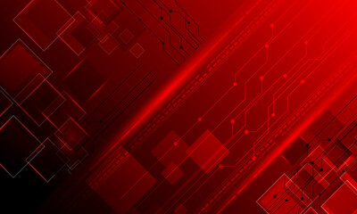 red lines circuit connecting cyberspace with neon light abstract high technology background