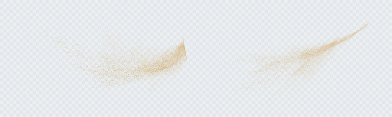 Wall Mural - shining gold dust. small shiny particles of dust, pepper, sand scatter chaotically on a white backgr