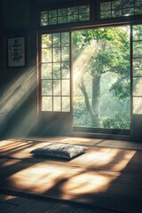 Wall Mural - Wooden floor with sunlight