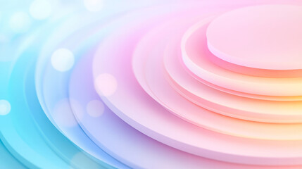 Fototapete - Concentric rings of pastel bokeh, with outer layers softly blending pinks and light blues into a