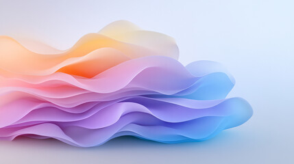 Poster - Quirky stack of pillowy contours fading from pale blue at the base to muted lavender near the