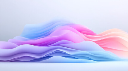 Poster - Quirky stack of pillowy contours fading from pale blue at the base to muted lavender near the