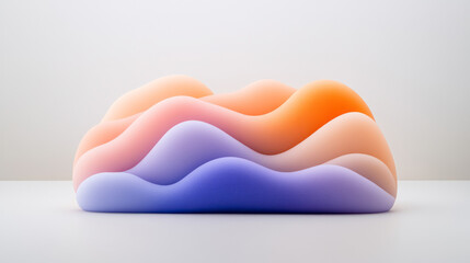 Poster - Quirky stack of pillowy contours fading from pale blue at the base to muted lavender near the
