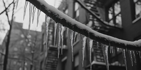 Wall Mural - icicles on tree branches