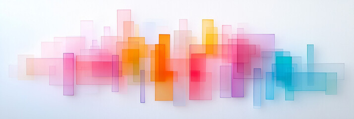 Poster - Tight cluster of multicolored cylinders arranged at varying heights, forming a vibrant city-like