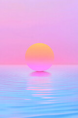 Leinwandbilder - Soft pinkish sunset glow at the center fading into twilight blues, with radiating ripple patterns