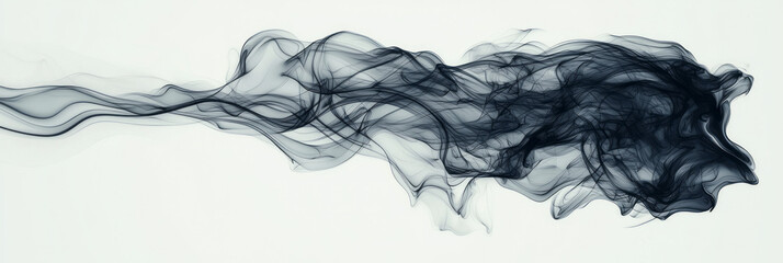 Poster - Ultra-minimal swirl of charcoal-gray smoke, evoking an elegant dance of line and shape on a plain