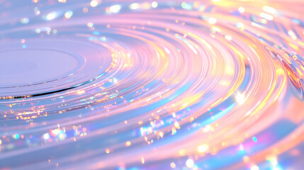 Leinwandbilder - Artistic collage of swooping metallic lines forming a record shape, interlaced with drifting