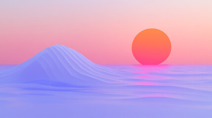 Aufkleber - Low-poly sky rendered as horizontal gradients in gentle purple and coral, with a crisp, geometric