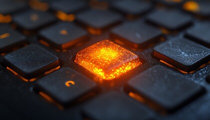 Glowing key, digital, tech, dark background, website