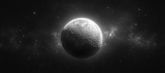 Wall Mural - Cosmic Moon, Night Sky, Celestial Body, Glowing Orb, Stellar Background