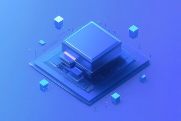 futuristic blue digital chip technology.