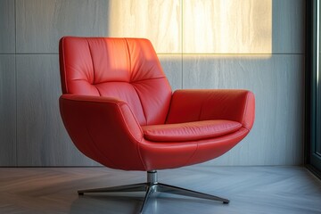 Wall Mural - Red Leather Chair by Window