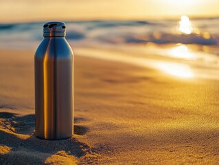 Sticker - Water Bottle on Sandy Beach