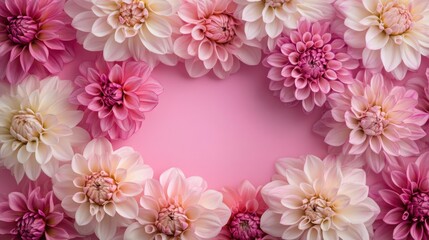 Wall Mural - Pink and White Flowers Heart Shape