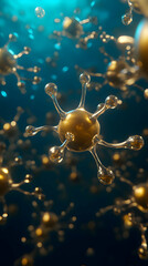 Wall Mural - golden molecular structure 3d illustration
