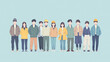 © brave-4K - Team of Workers: A team of diverse workers stands united, their professional attire and expressions suggesting dedication and collaboration in this illustration.