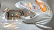 © Nurul - Modern white architectural interior with colorful stained glass. Possible use  Stock photo for interior design