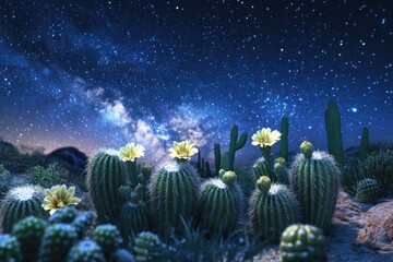 Wall Mural - Cactus Field at Night