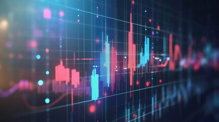 Poster - Financial infographic displaying vibrant data visualization, representing upward economic trajectory and analyzing performance metrics