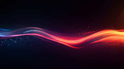 Aufkleber - Abstract colorful wave flowing in dark space with glowing particles creating a beautiful and vibrant design